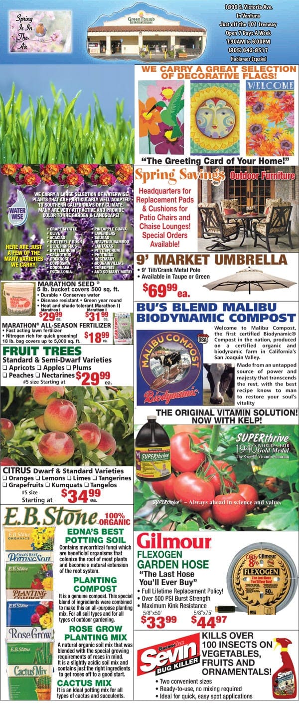 The front page of a newspaper with a variety of products.