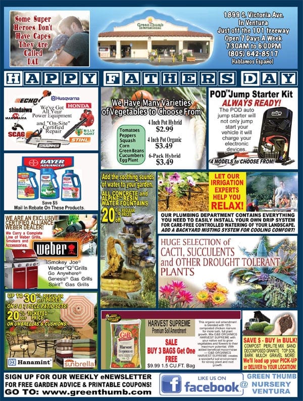 A flyer with a variety of products on it.