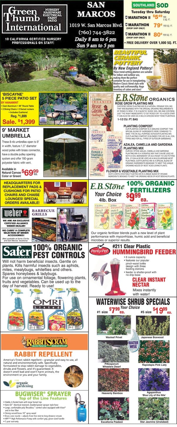 A flyer with a variety of items for sale.