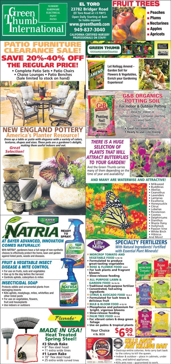 The front page of a Southern California plant nursery.