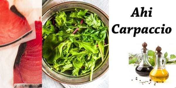 Southern California garden center featuring a variety of ahi carpaccio dishes.