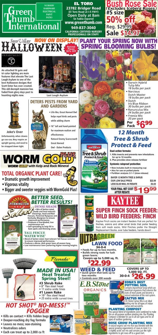 The front page of the Southern California garden center.