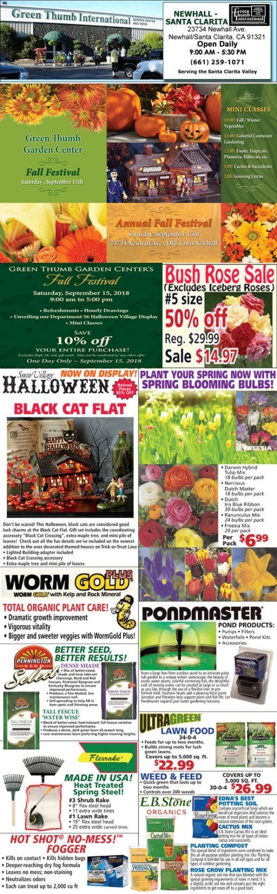 A front page of a newspaper highlighting a Southern California plant nursery and garden center near me.