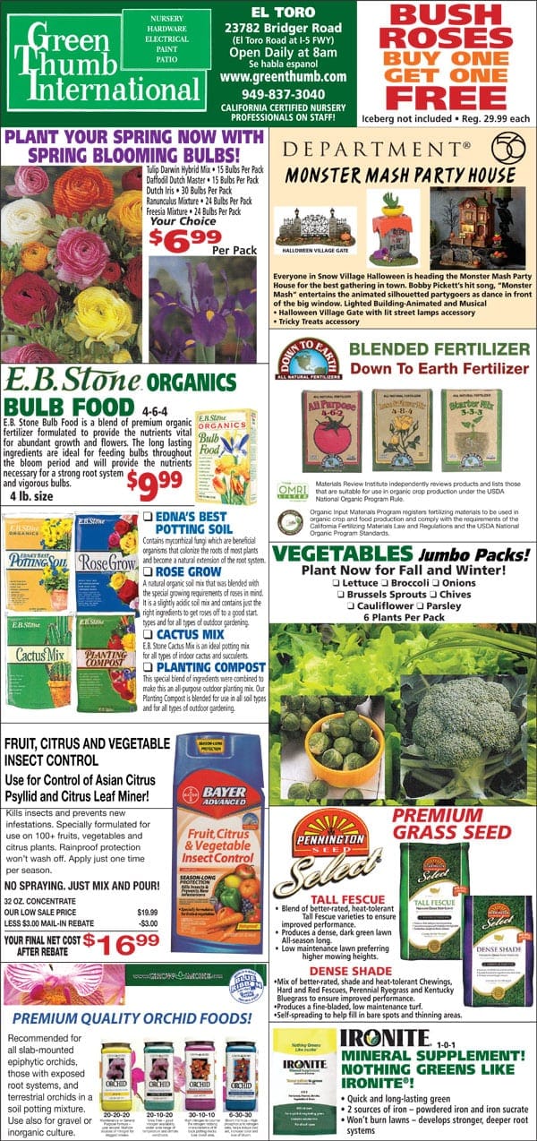 The front page of the Southern California garden center magazine.