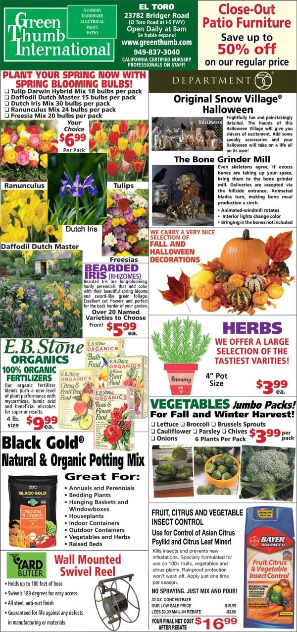 A flyer for a Southern California garden center's international plant sale.