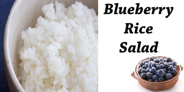 A bowl of blueberry rice salad and a bowl of blueberries from a Southern California plant nursery.