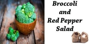 Vegetable salad made with broccoli and red pepper from a garden center near me.