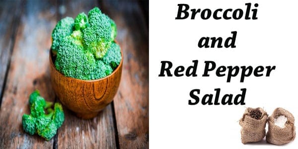 Vegetable salad made with broccoli and red pepper from a garden center near me.