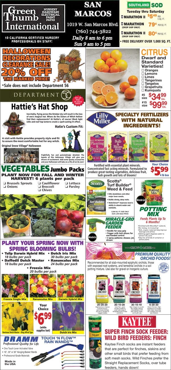 A Southern California garden center with a variety of products.