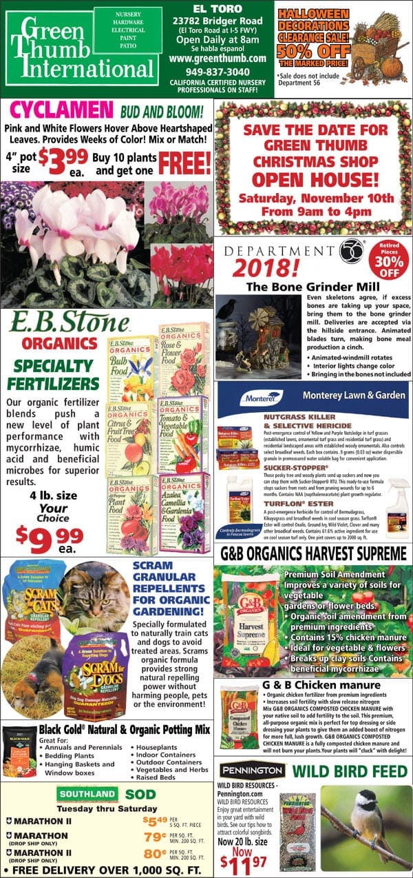The front page of the Southern California garden center.