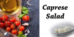 Caprese salad with fresh tomatoes and creamy mozzarella cheese.