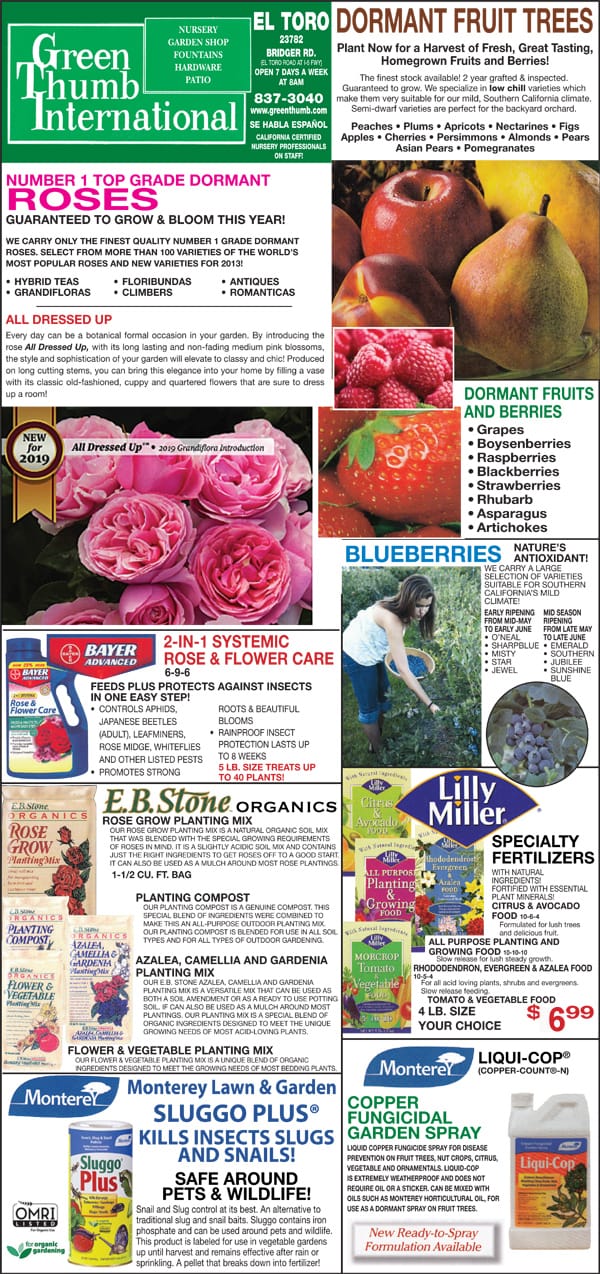 The front page of the green Southern California garden center magazine.