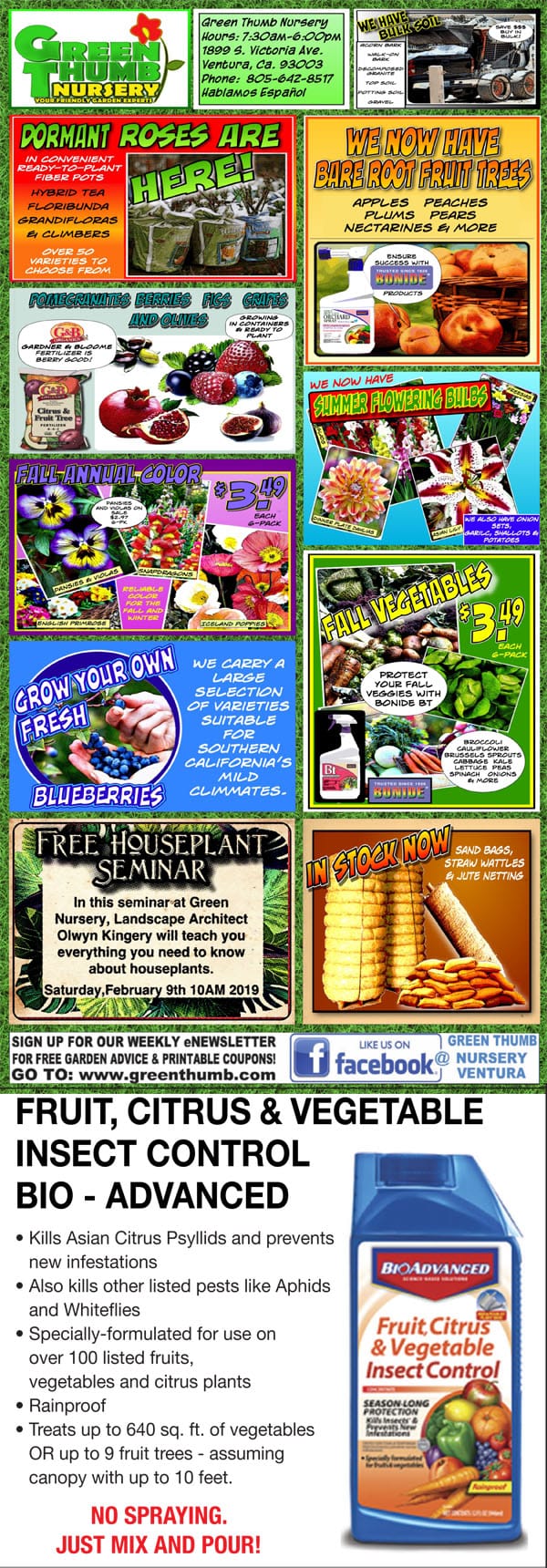 The cover of a SoCal garden center magazine featuring a picture of fruit and vegetables.