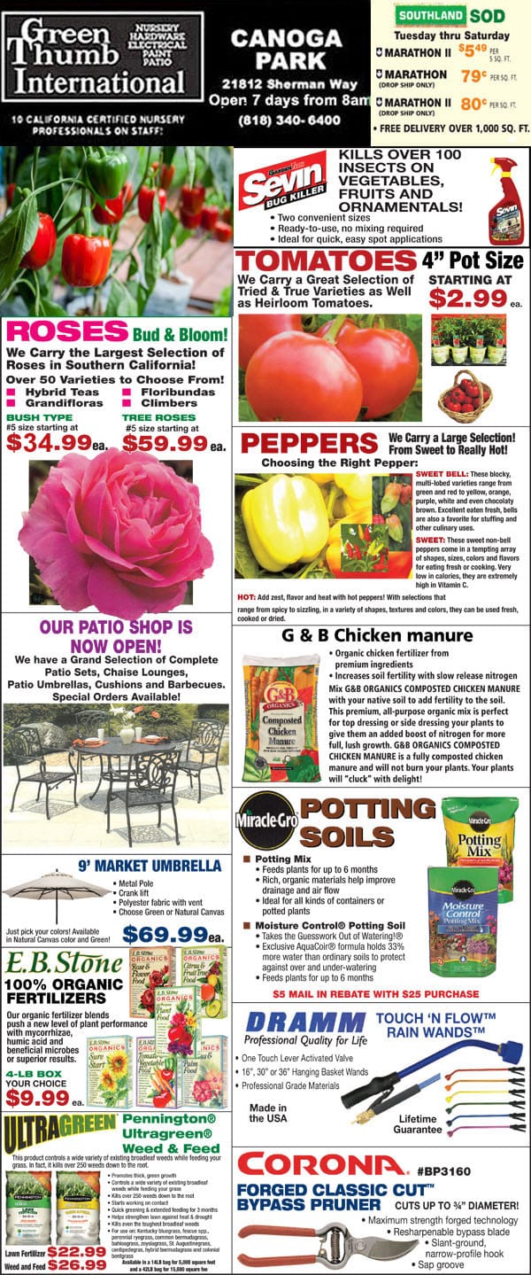 A flyer for a Southern California garden and flower show.