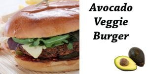 Avocado veggie burger infused with fresh ingredients from a Southern California plant nursery.