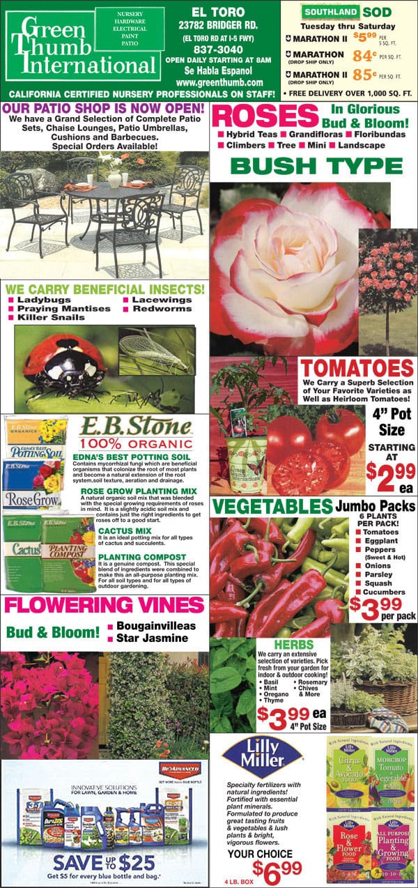 A Southern California garden center offering a variety of plants and flowers.