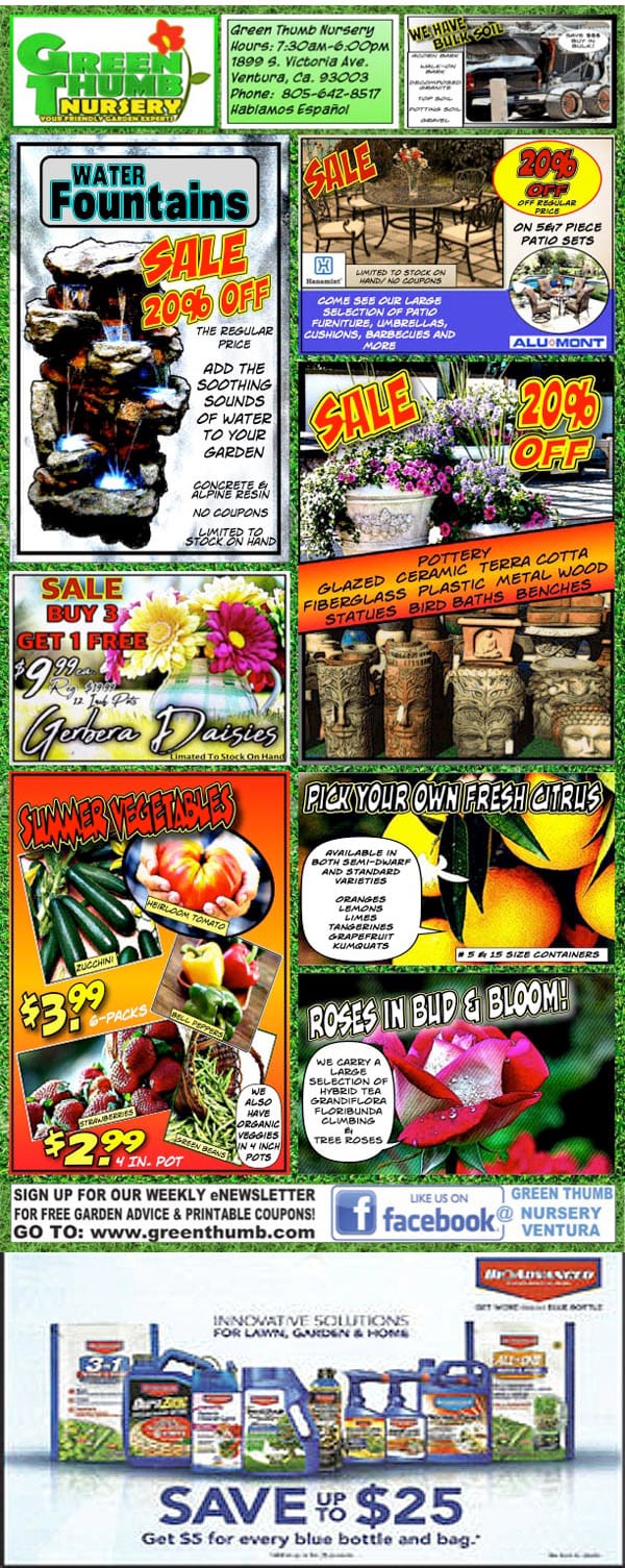 The front page of the Southern California garden center's journal.