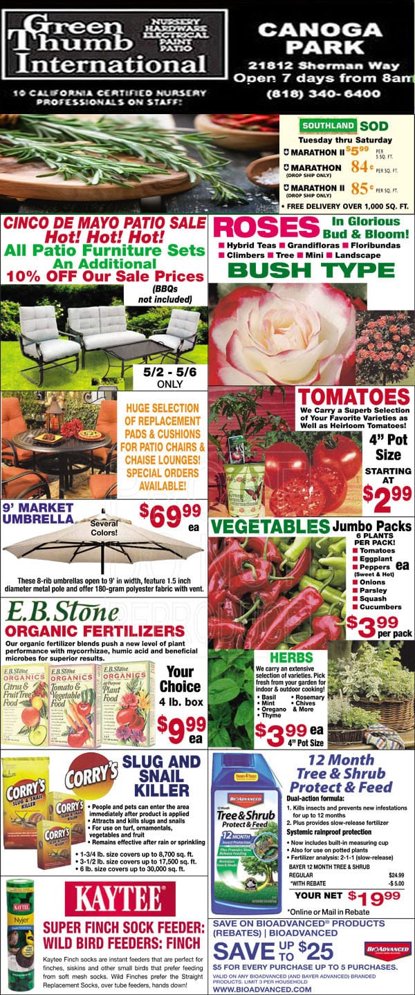 A SoCal garden center offering a variety of garden products.