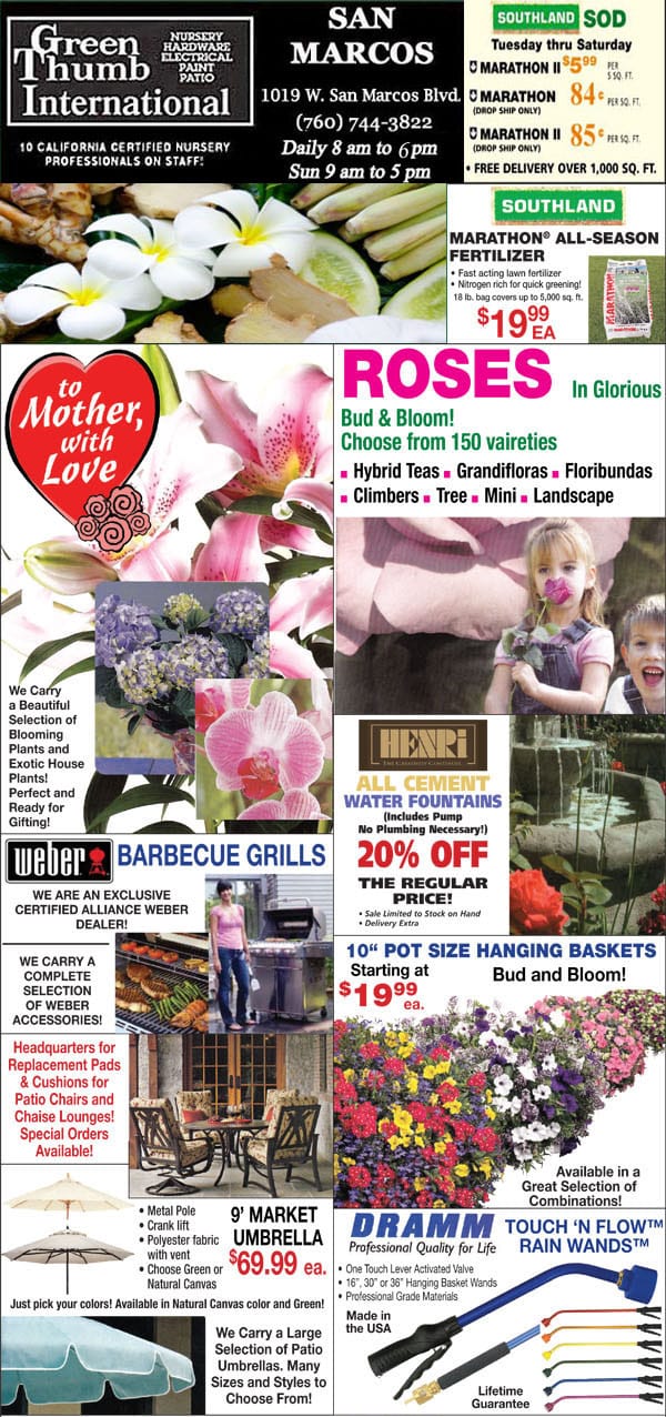 The front page of the Southern California garden center magazine.