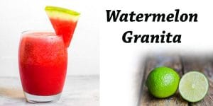 A refreshing watermelon granita infused with zesty lime made from fresh watermelons sourced locally at a Southern California garden center.