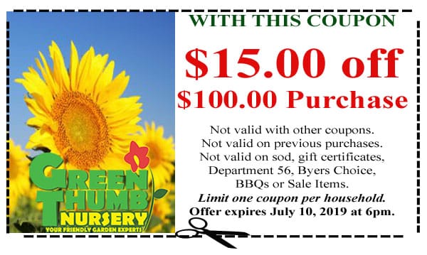 A sunflower coupon for a SoCal garden center.