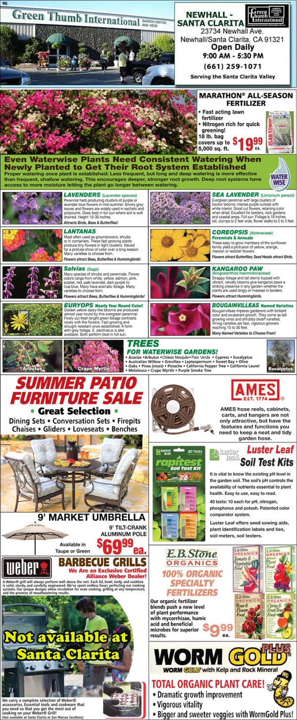 The front page of the SoCal garden center's journal.
