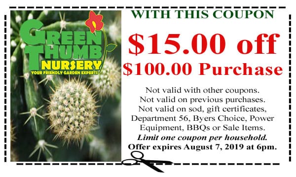 A plant nursery coupon featuring a cactus at a Southern California garden center.
