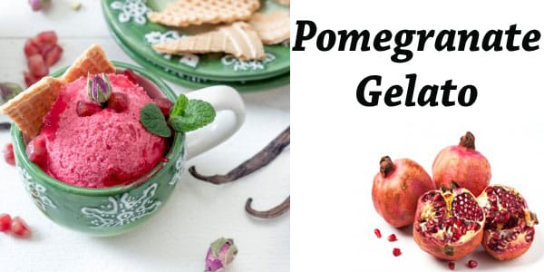 Pomegranate gelato from a garden center near me.