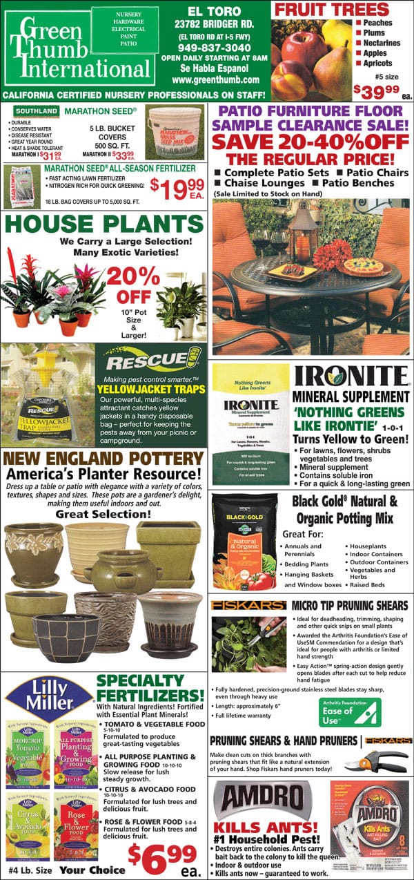 The front page of the SoCal garden center catalog.