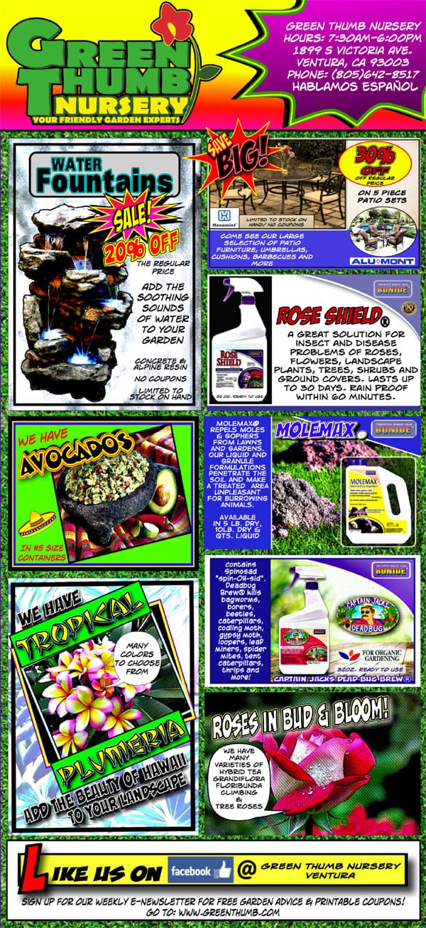 A magazine cover featuring a diverse array of products from a SoCal garden center.
