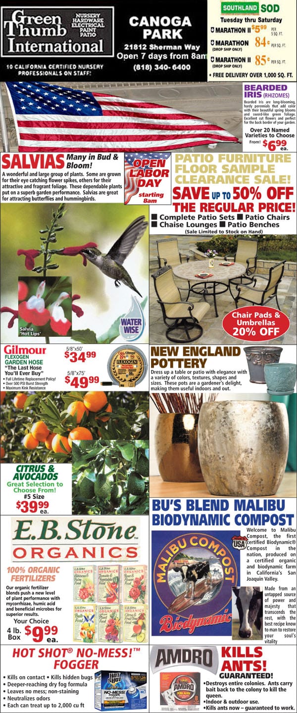 A Southern California plant nursery featured on the front page of a magazine.