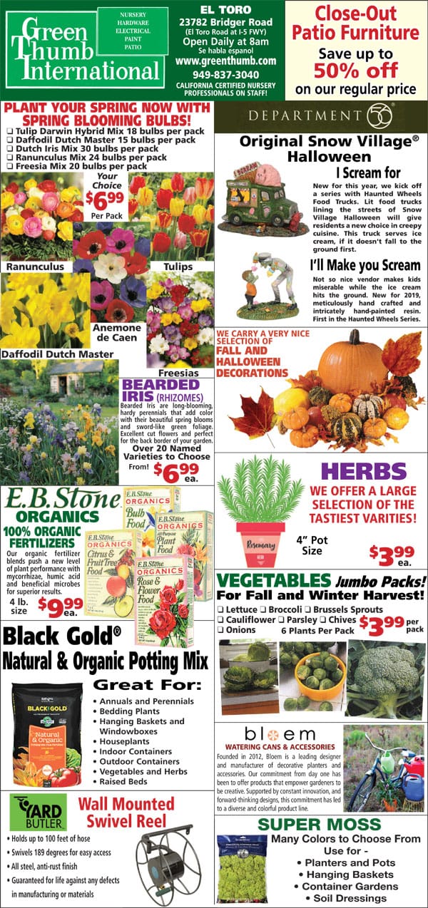 A flyer for the SoCal garden center's international plant sale.