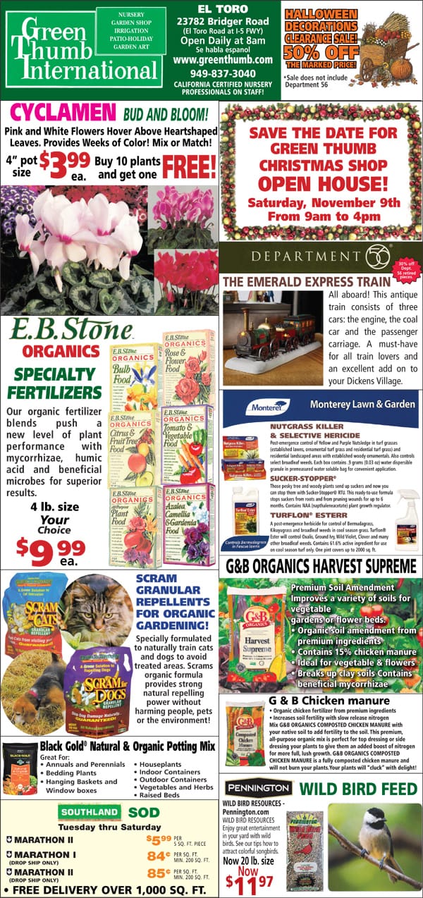 The front page of the Southern California garden center.