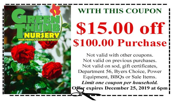 A coupon for a plant nursery near me with a red rose.