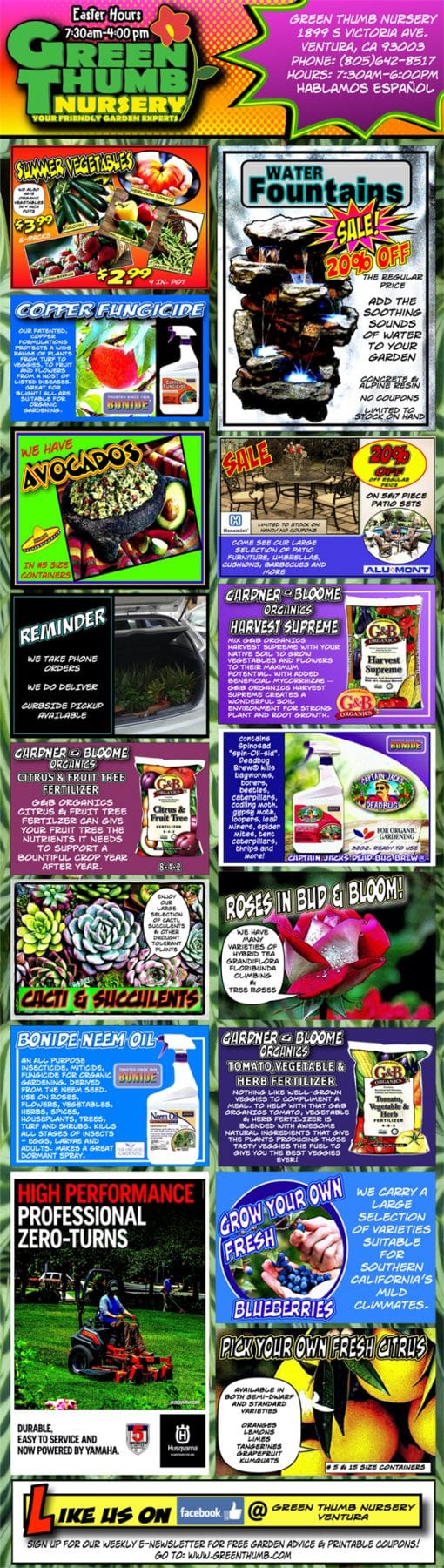 The cover of a magazine featuring a Southern California plant nursery with various products.