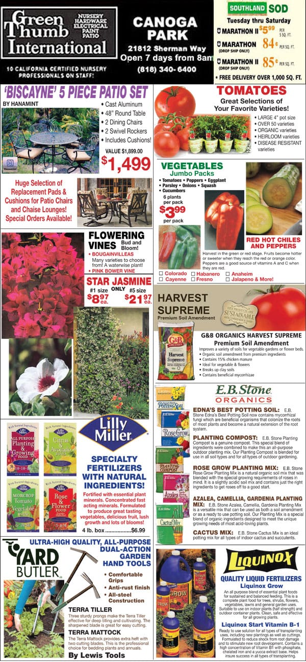 The front page of the Southern California garden center's international magazine.