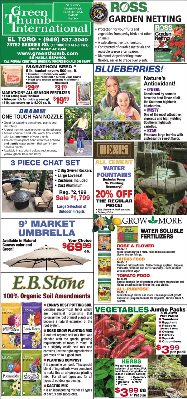The front page of the Southern California garden center's international magazine.