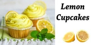 Lemon cupcakes on a white background at a garden center near me.