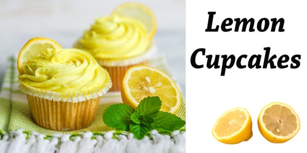 Lemon cupcakes on a white background at a garden center near me.