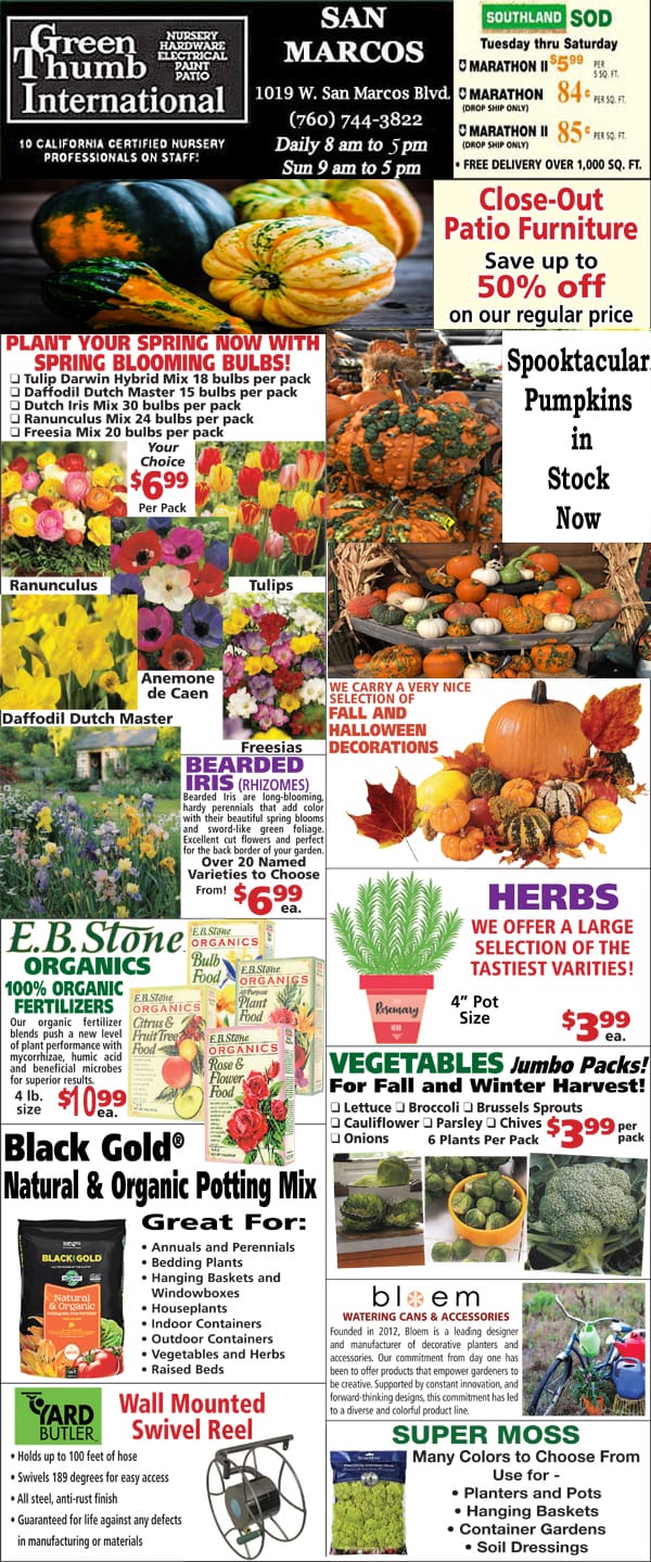 A flyer showcasing the best variety of vegetables and flowers from a nursery near me.