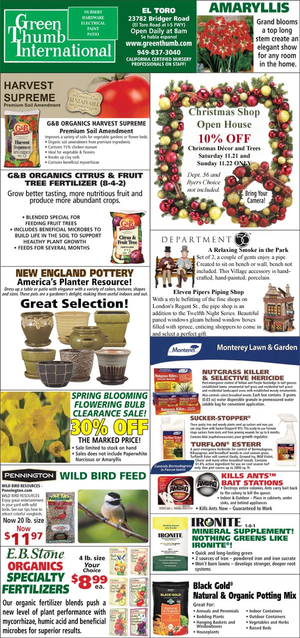 The green international magazine's front page features the best garden center near me.