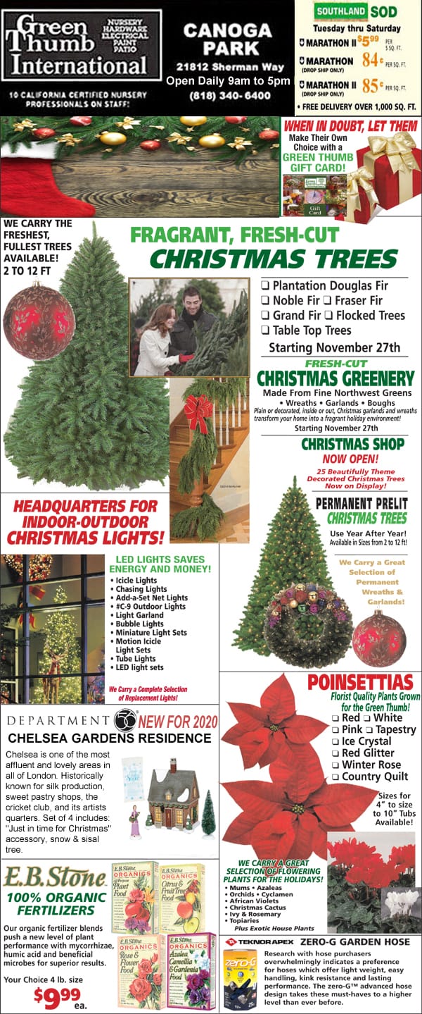 A flyer promoting the best garden center near me for a Christmas tree sale.