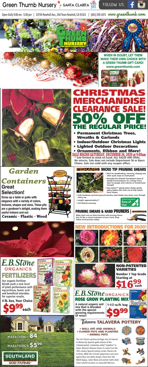 The front page of a newspaper featuring a vibrant picture of flowers and plants from the best nursery near me.