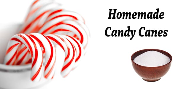 Homemade candy canes made with fresh ingredients from a nearby garden center.