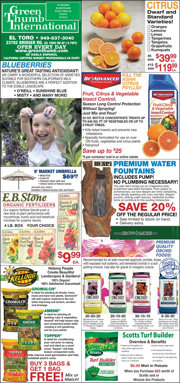 A flyer showcasing the assortment of products available at the best nursery near me.