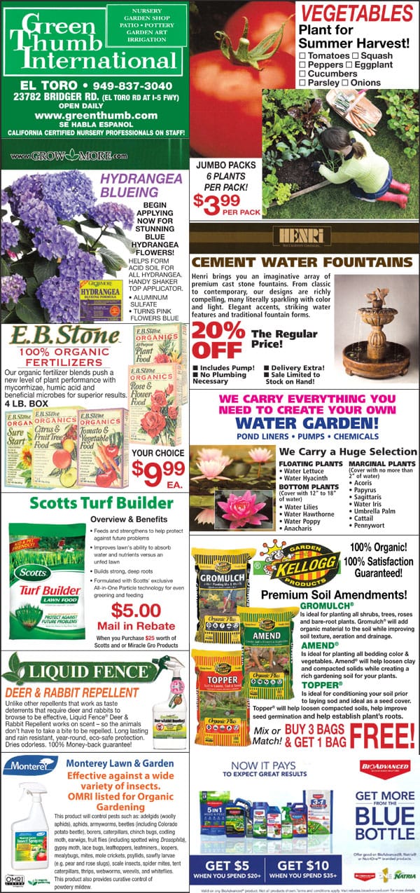 Front page gardening magazine featuring the best garden center and nursery recommendations in Southern California.