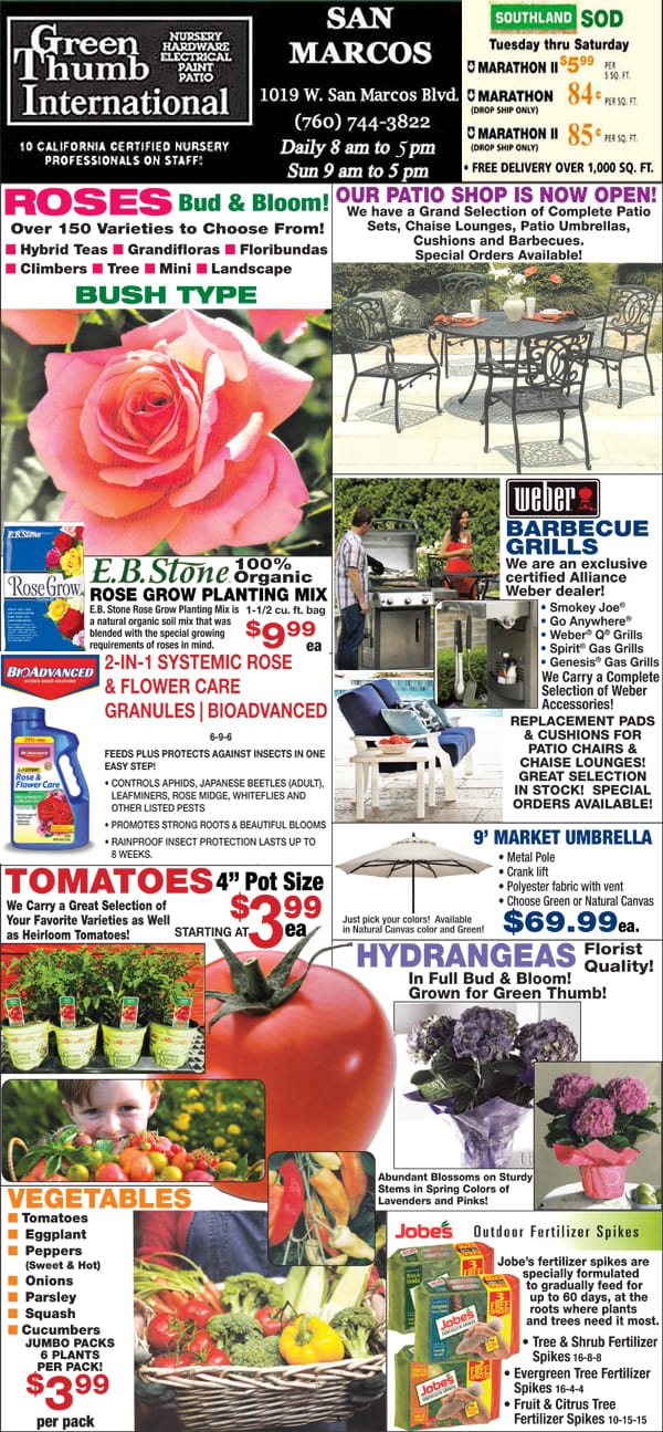 A flyer showcasing a diverse selection of plants and flowers available at a top-rated nursery near me.