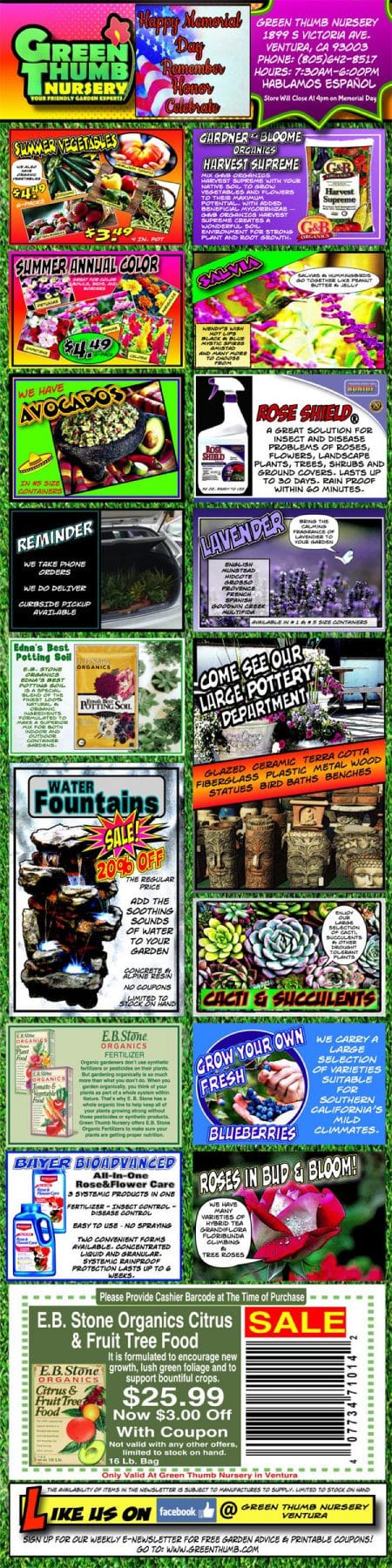 The back cover of a marijuana magazine featuring the best nursery near me.