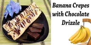 Nursery near me offering banana crepes with chocolate drizzle.
