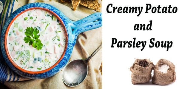 Creamy potato and parsley soup from a nearby garden center.